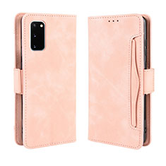 Leather Case Stands Flip Cover Holder BY3 for Samsung Galaxy S20 5G Pink