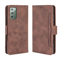 Leather Case Stands Flip Cover Holder BY3 for Samsung Galaxy S20 FE 4G Brown