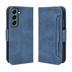 Leather Case Stands Flip Cover Holder BY3 for Samsung Galaxy S22 Plus 5G Blue