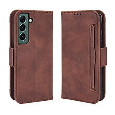 Leather Case Stands Flip Cover Holder BY3 for Samsung Galaxy S24 5G Brown