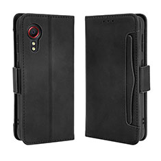 Leather Case Stands Flip Cover Holder BY3 for Samsung Galaxy XCover 5 SM-G525F Black