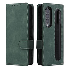 Leather Case Stands Flip Cover Holder BY3 for Samsung Galaxy Z Fold4 5G Green