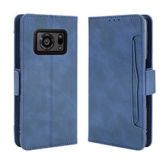 Leather Case Stands Flip Cover Holder BY3 for Sharp Aquos R6 Blue