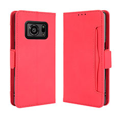 Leather Case Stands Flip Cover Holder BY3 for Sharp Aquos R6 Red