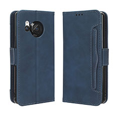Leather Case Stands Flip Cover Holder BY3 for Sharp Aquos R8 Blue