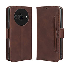 Leather Case Stands Flip Cover Holder BY3 for Sharp Aquos R8 Pro Brown