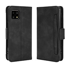 Leather Case Stands Flip Cover Holder BY3 for Sharp Aquos Sense4 Basic Black