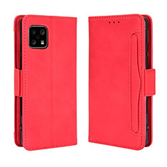 Leather Case Stands Flip Cover Holder BY3 for Sharp Aquos Sense4 Basic Red