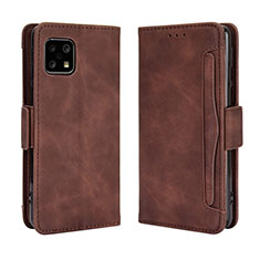 Leather Case Stands Flip Cover Holder BY3 for Sharp Aquos Sense4 Lite Brown