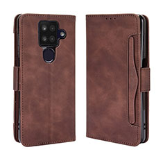 Leather Case Stands Flip Cover Holder BY3 for Sharp Aquos Sense4 Plus Brown