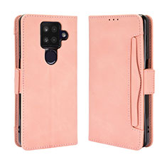 Leather Case Stands Flip Cover Holder BY3 for Sharp Aquos Sense4 Plus Pink