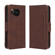 Leather Case Stands Flip Cover Holder BY3 for Sharp Aquos Sense7 Brown