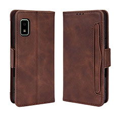 Leather Case Stands Flip Cover Holder BY3 for Sharp Aquos wish Brown
