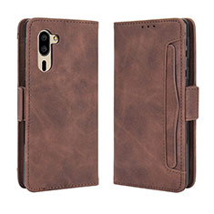 Leather Case Stands Flip Cover Holder BY3 for Sharp Simple Sumaho 5 Brown