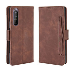Leather Case Stands Flip Cover Holder BY3 for Sony Xperia 1 II Brown