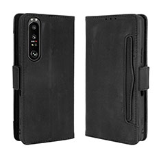 Leather Case Stands Flip Cover Holder BY3 for Sony Xperia 1 III Black