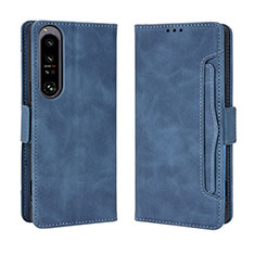 Leather Case Stands Flip Cover Holder BY3 for Sony Xperia 1 IV Blue