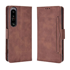 Leather Case Stands Flip Cover Holder BY3 for Sony Xperia 1 IV Brown