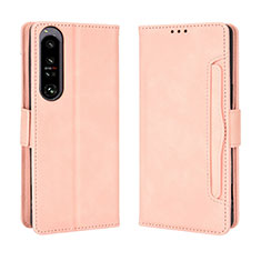 Leather Case Stands Flip Cover Holder BY3 for Sony Xperia 1 IV Pink