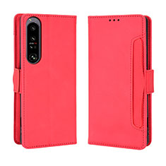 Leather Case Stands Flip Cover Holder BY3 for Sony Xperia 1 IV Red