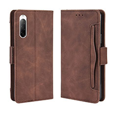Leather Case Stands Flip Cover Holder BY3 for Sony Xperia 10 II Brown