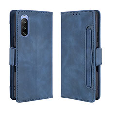 Leather Case Stands Flip Cover Holder BY3 for Sony Xperia 10 III Blue