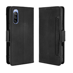 Leather Case Stands Flip Cover Holder BY3 for Sony Xperia 10 III Lite Black