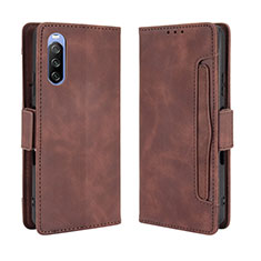 Leather Case Stands Flip Cover Holder BY3 for Sony Xperia 10 III Lite Brown