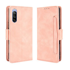 Leather Case Stands Flip Cover Holder BY3 for Sony Xperia 10 III Lite Pink