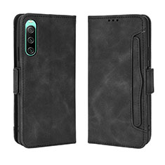 Leather Case Stands Flip Cover Holder BY3 for Sony Xperia 10 IV Black