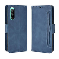 Leather Case Stands Flip Cover Holder BY3 for Sony Xperia 10 IV Blue