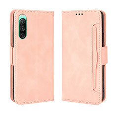 Leather Case Stands Flip Cover Holder BY3 for Sony Xperia 10 IV Pink