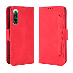 Leather Case Stands Flip Cover Holder BY3 for Sony Xperia 10 IV Red