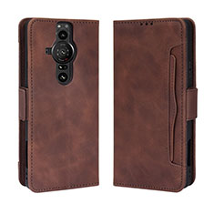 Leather Case Stands Flip Cover Holder BY3 for Sony Xperia PRO-I Brown