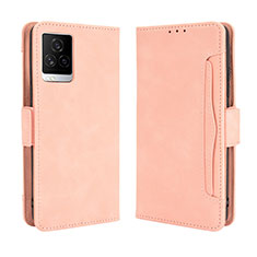 Leather Case Stands Flip Cover Holder BY3 for Vivo iQOO 7 Legend 5G Pink