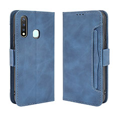 Leather Case Stands Flip Cover Holder BY3 for Vivo iQOO U3 4G Blue