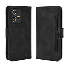 Leather Case Stands Flip Cover Holder BY3 for Vivo V23 5G Black
