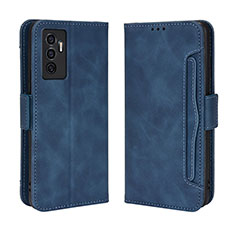 Leather Case Stands Flip Cover Holder BY3 for Vivo V23e 5G Blue