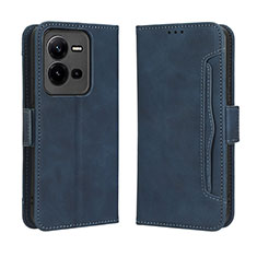 Leather Case Stands Flip Cover Holder BY3 for Vivo V25 5G Blue