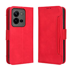 Leather Case Stands Flip Cover Holder BY3 for Vivo V25 5G Red