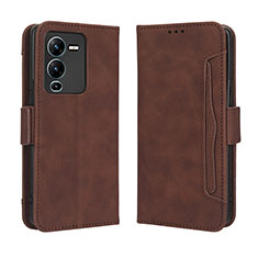 Leather Case Stands Flip Cover Holder BY3 for Vivo V25 Pro 5G Brown