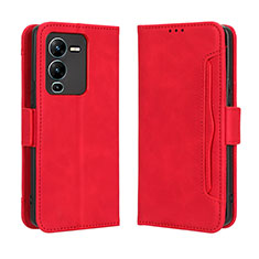 Leather Case Stands Flip Cover Holder BY3 for Vivo V25 Pro 5G Red