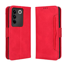 Leather Case Stands Flip Cover Holder BY3 for Vivo V27 Pro 5G Red