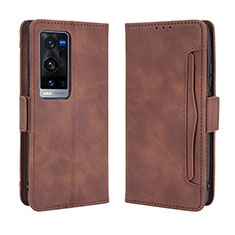 Leather Case Stands Flip Cover Holder BY3 for Vivo X60 Pro+ Plus 5G Brown