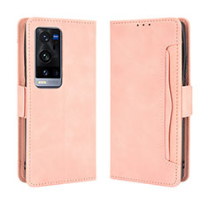 Leather Case Stands Flip Cover Holder BY3 for Vivo X60 Pro+ Plus 5G Pink