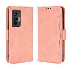 Leather Case Stands Flip Cover Holder BY3 for Vivo X70 5G Pink