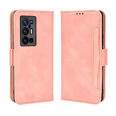 Leather Case Stands Flip Cover Holder BY3 for Vivo X70 Pro+ Plus 5G Pink