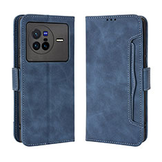 Leather Case Stands Flip Cover Holder BY3 for Vivo X80 5G Blue