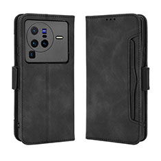 Leather Case Stands Flip Cover Holder BY3 for Vivo X80 Pro 5G Black