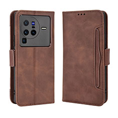 Leather Case Stands Flip Cover Holder BY3 for Vivo X80 Pro 5G Brown